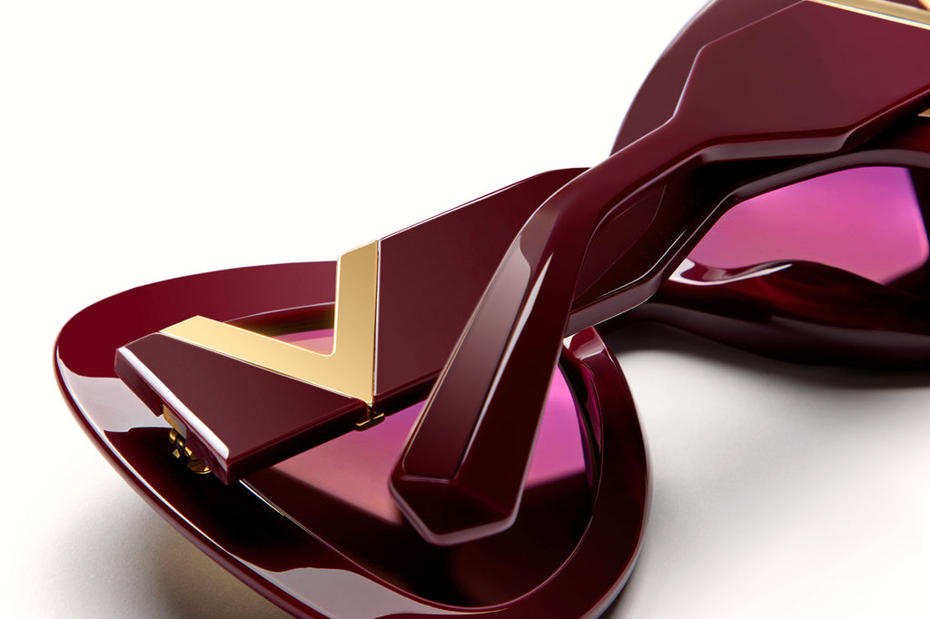 Valentino® Eyewear - V-Gold III Sunglasses Bordeaux & 18k Gold with Dark Brown Lenses