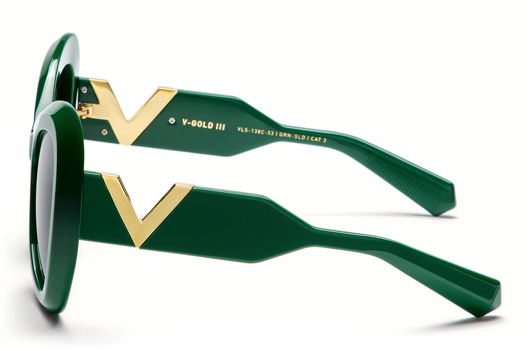 Valentino® Eyewear - V-Gold III Sunglasses Dark Green & 18k Gold with Dark Green Lenses