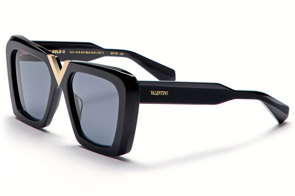 Valentino® Eyewear - V-Gold II Sunglasses Black & V-Light Gold with Smoke Grey Lenses