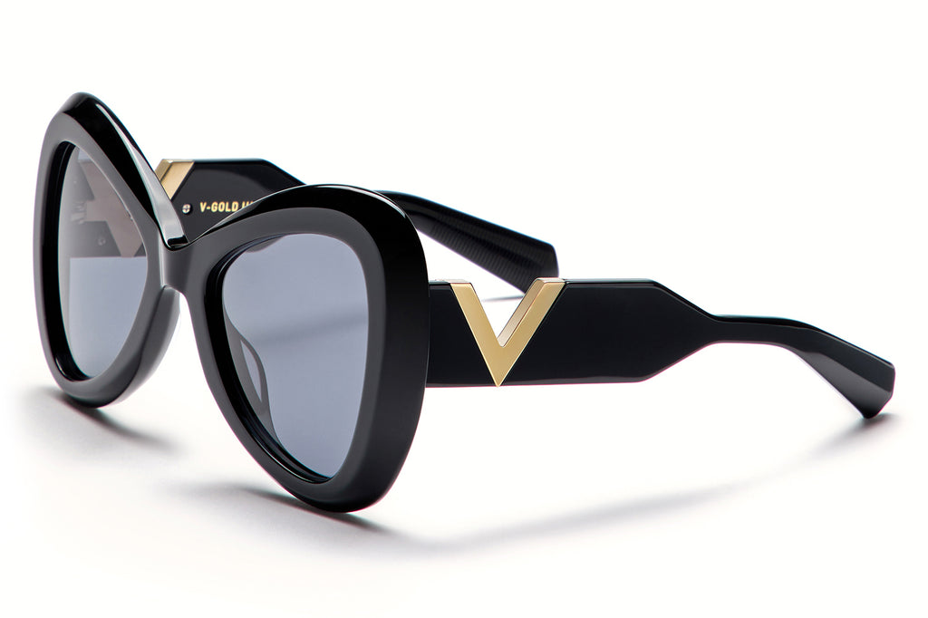 Valentino® Eyewear - V-Gold III Sunglasses Black & V-Light Gold with Smoke Grey Lenses