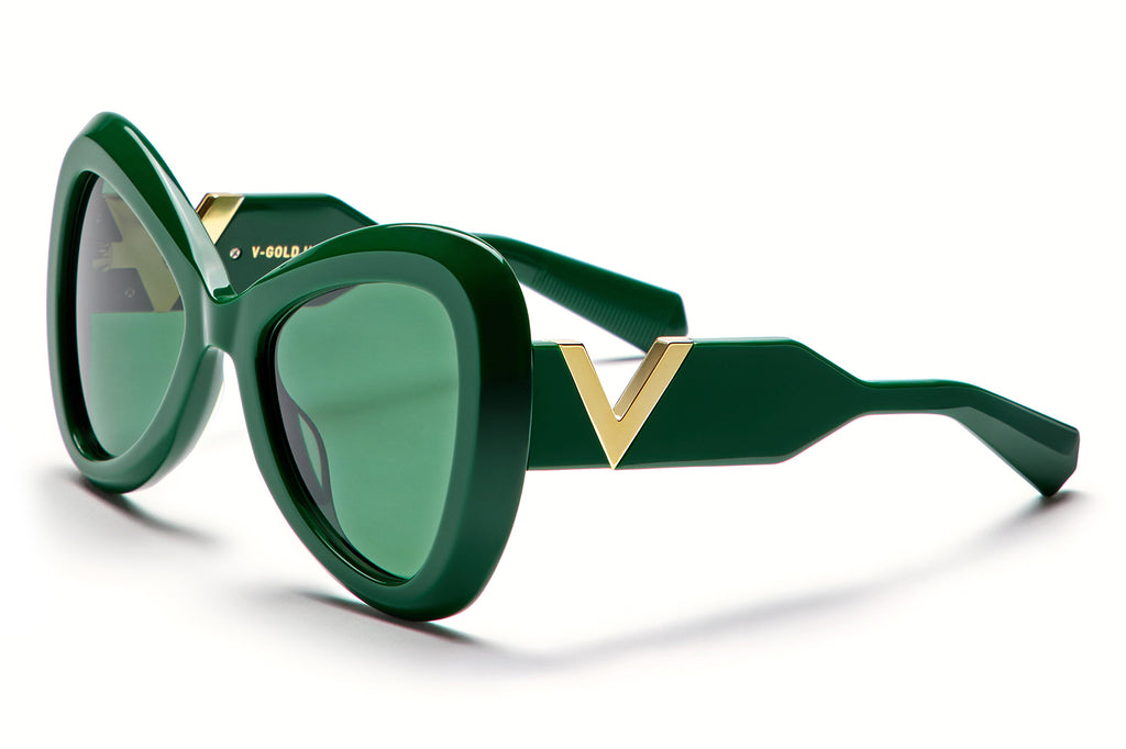 Valentino® Eyewear - V-Gold III Sunglasses Dark Green & 18k Gold with Dark Green Lenses