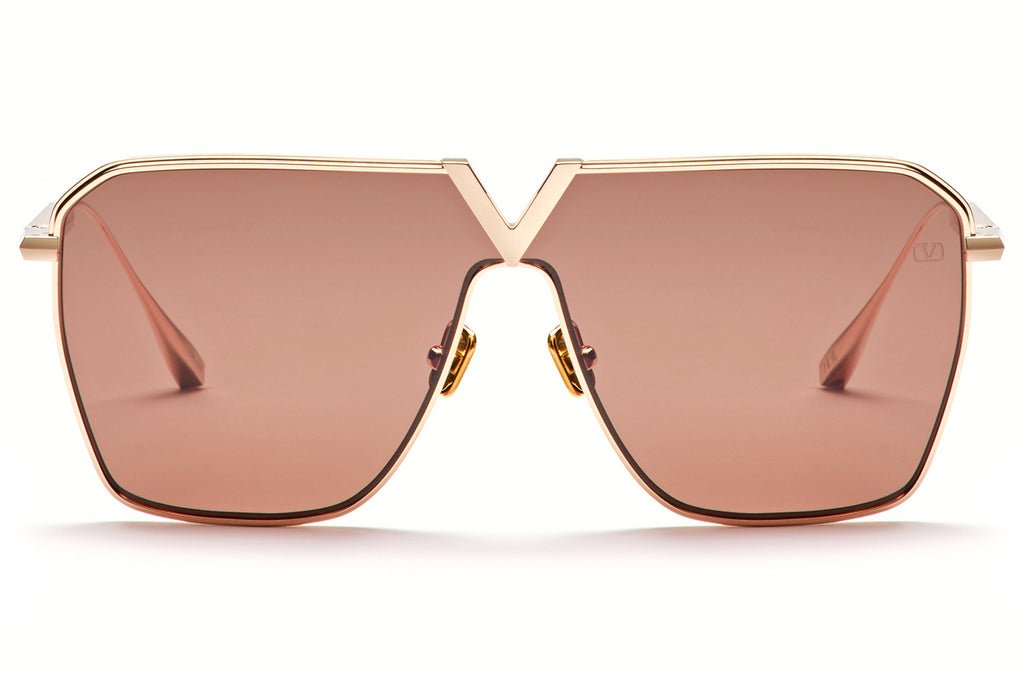 Valentino® Eyewear - V-Goldshield Sunglasses V-Light Gold with Dark Brown Lenses