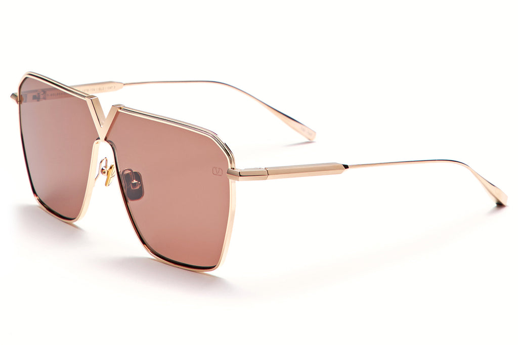 Valentino® Eyewear - V-Goldshield Sunglasses V-Light Gold with Dark Brown Lenses