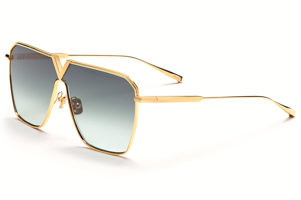 Valentino® Eyewear - V-Goldshield Sunglasses 18k Gold with Green Gradient Lenses