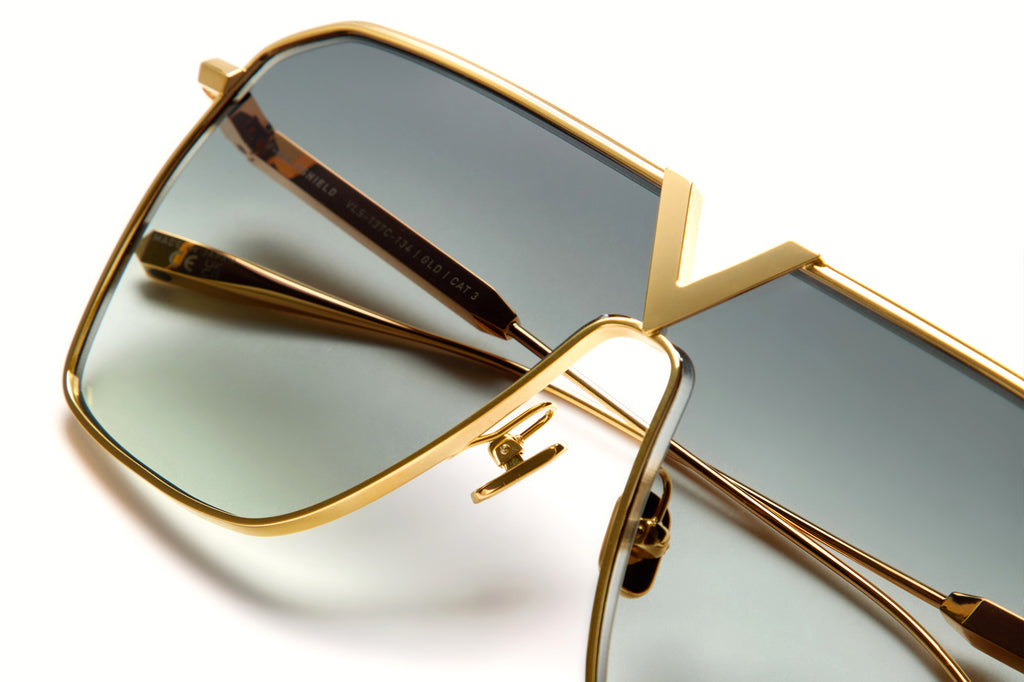 Valentino® Eyewear - V-Goldshield Sunglasses 18k Gold with Green Gradient Lenses