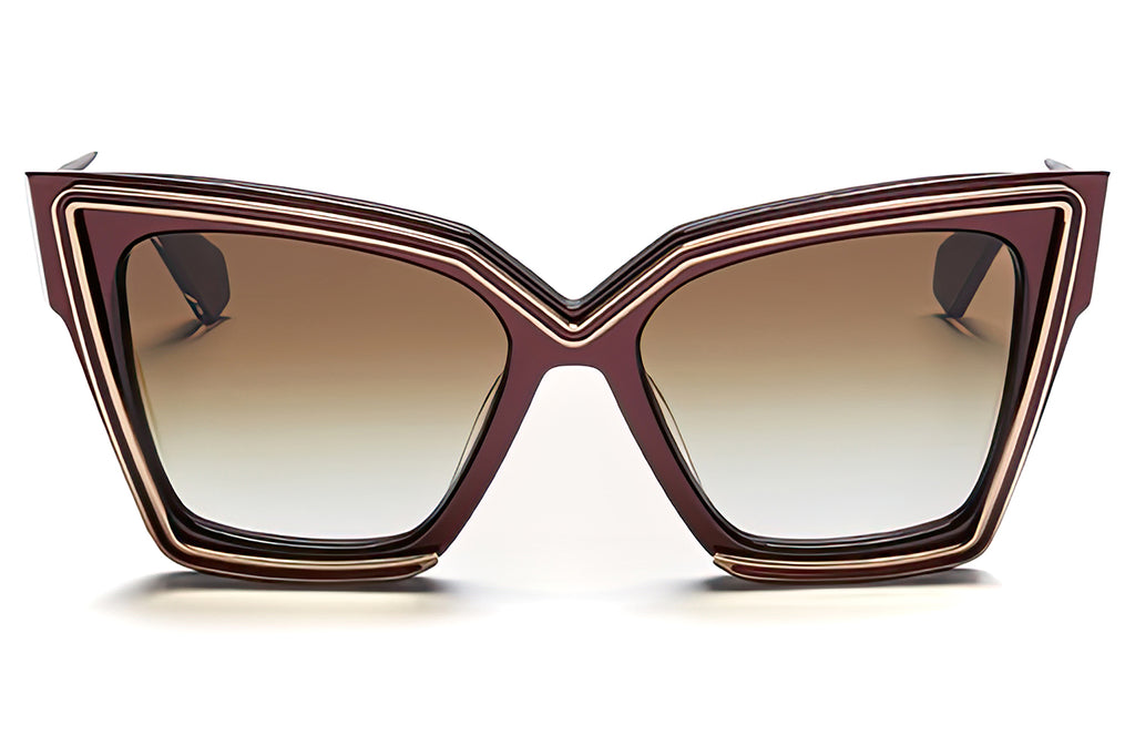 Valentino® Eyewear - V-Grace Sunglasses Bordeaux & White Gold with Dark Brown Gradient Lenses