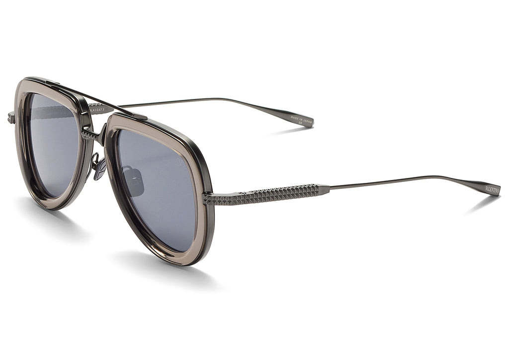 Valentino® Eyewear - V-Lstory Sunglasses Crystal Black & Brushed Black with Dark Grey Lenses