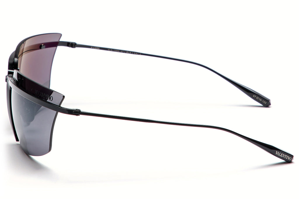 Valentino® Eyewear - V-Lure Sunglasses Shiny Black Metal with Smoke Grey w/Black Mirror Lenses