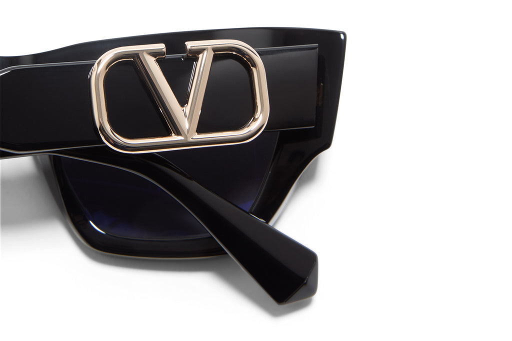 Valentino® Eyewear - V-Sette Sunglasses Black & V-Light Gold with Smoke Grey Lenses