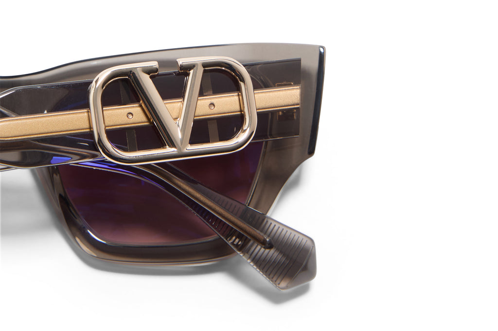 Valentino® Eyewear - V-Sette Sunglasses Crystal Grey & V-Light Gold with Dark Rose to Light Rose Lenses