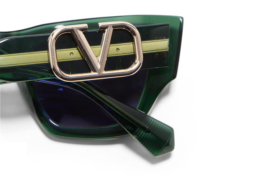 Valentino® Eyewear - V-Sette Sunglasses Crystal Green & V-Light Gold with Smoke Grey Lenses