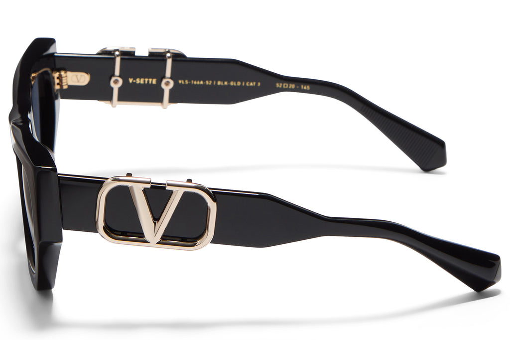 Valentino® Eyewear - V-Sette Sunglasses Black & V-Light Gold with Smoke Grey Lenses