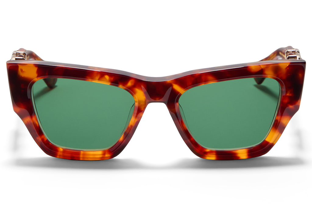 Valentino® Eyewear - V-Sette Sunglasses Honey Havana & V-Light Gold with Dark Green Lenses