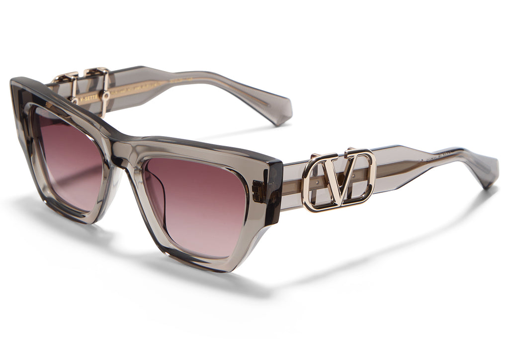 Valentino® Eyewear - V-Sette Sunglasses Crystal Grey & V-Light Gold with Dark Rose to Light Rose Lenses