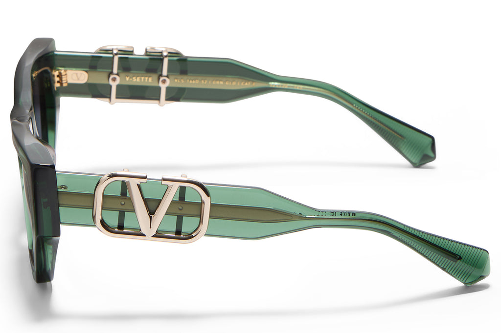 Valentino® Eyewear - V-Sette Sunglasses Crystal Green & V-Light Gold with Smoke Grey Lenses