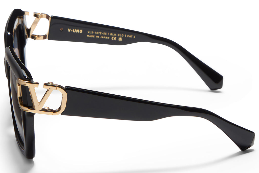 Valentino® Eyewear - V-Uno Sunglasses Black & V-Light Gold with Smoke Grey Lenses