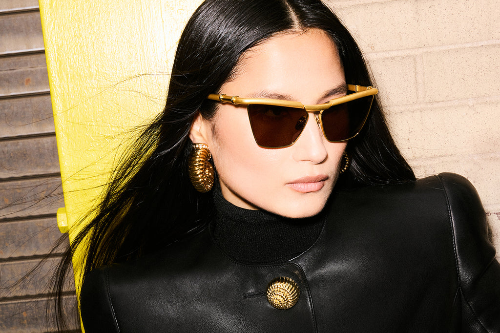 Balmain® Eyewear - Victoire Sunglasses Matte 18k Gold & Spotted Havana with Dark Brown Lenses