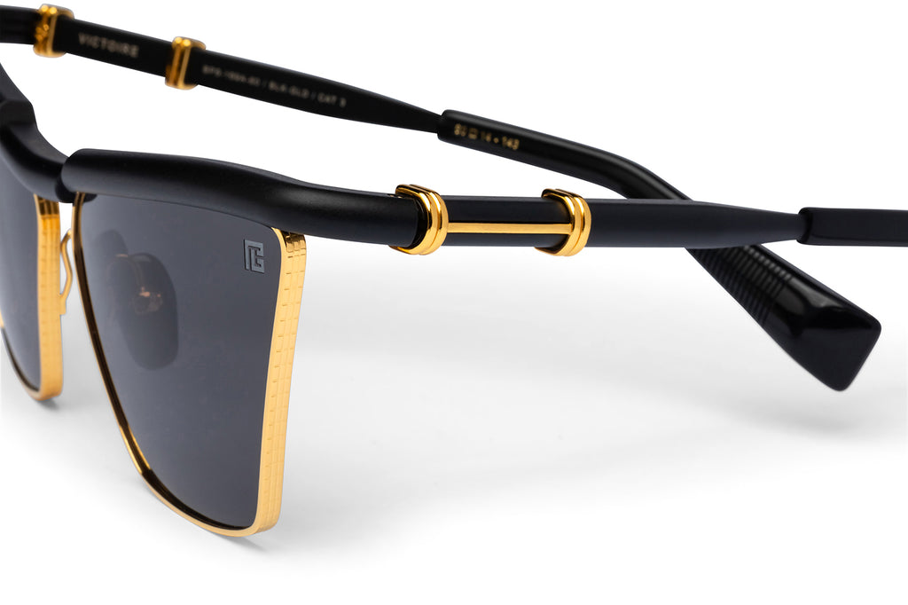 Balmain® Eyewear - Victoire Sunglasses Matte Black & 18k Gold with Dark Grey Lenses