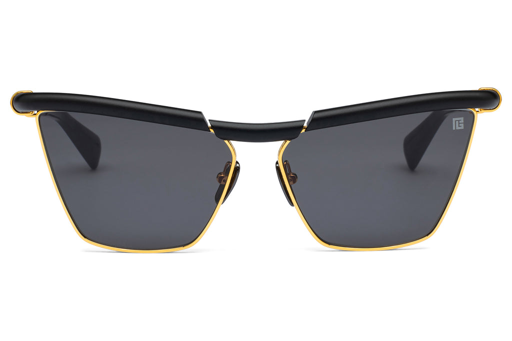 Balmain® Eyewear - Victoire Sunglasses Matte Black & 18k Gold with Dark Grey Lenses