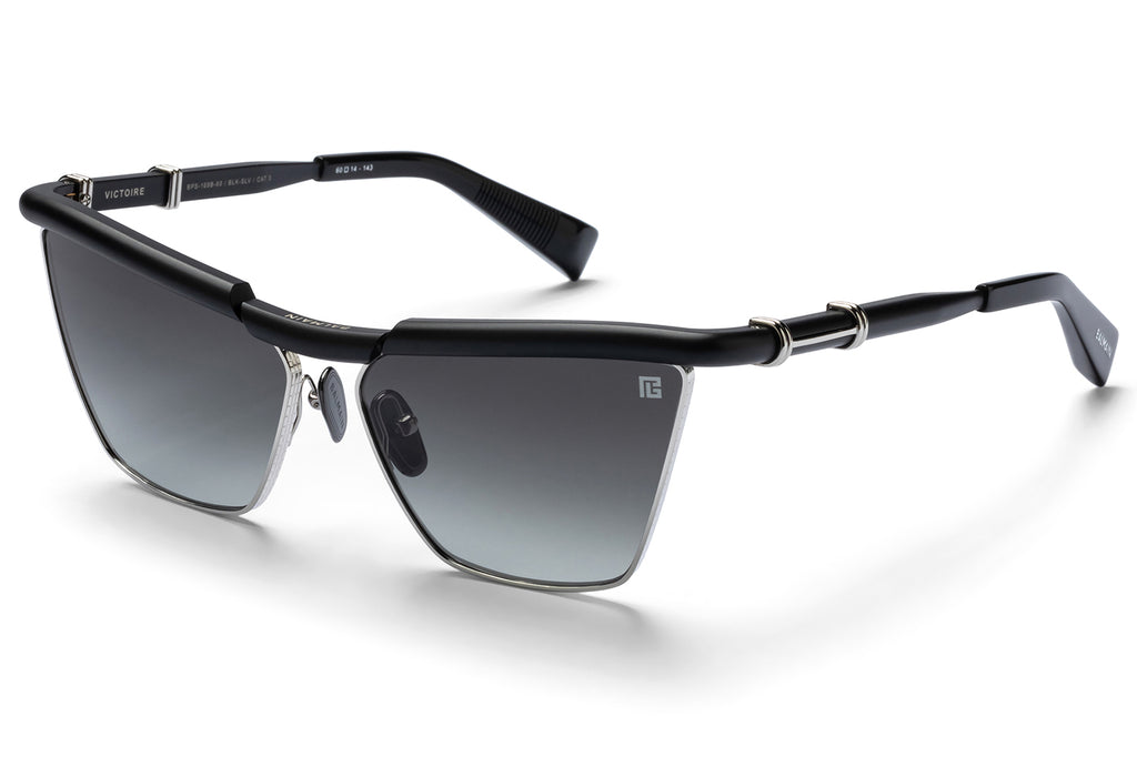 Balmain® Eyewear - Victoire Sunglasses Matte Black & Silver with Grey Gradient Lenses