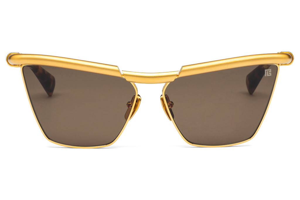 Balmain® Eyewear - Victoire Sunglasses Matte 18k Gold & Spotted Havana with Dark Brown Lenses