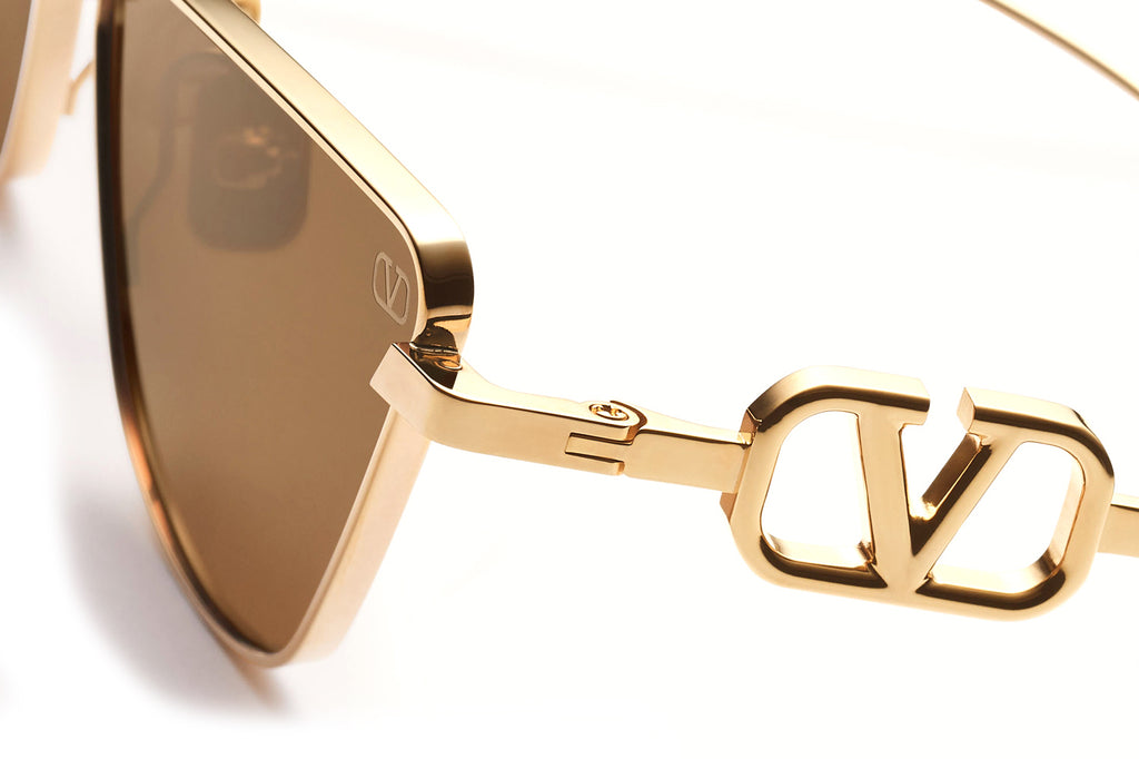 Valentino® Eyewear - VLogo Sign Sunglasses V-Light Gold with Dark Brown Lenses