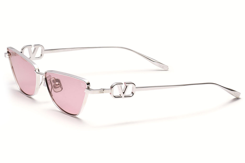 Valentino® Eyewear - VLogo Sign Sunglasses Silver with Bordeaux Lenses