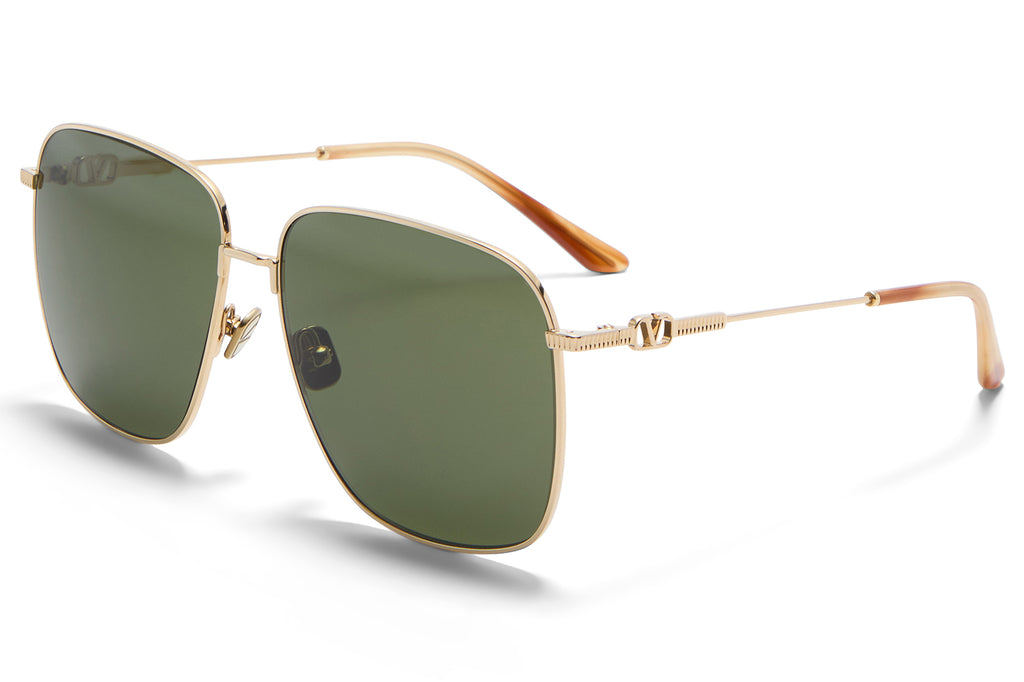 Valentino® Eyewear - VLS-171 Sunglasses V-Light Gold & Light Havana with Dark Green Lenses