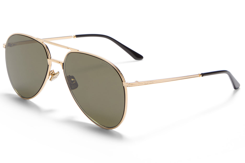 Valentino® Eyewear - VLS-172 Sunglasses V-Light Gold & Black with Dark Green Lenses