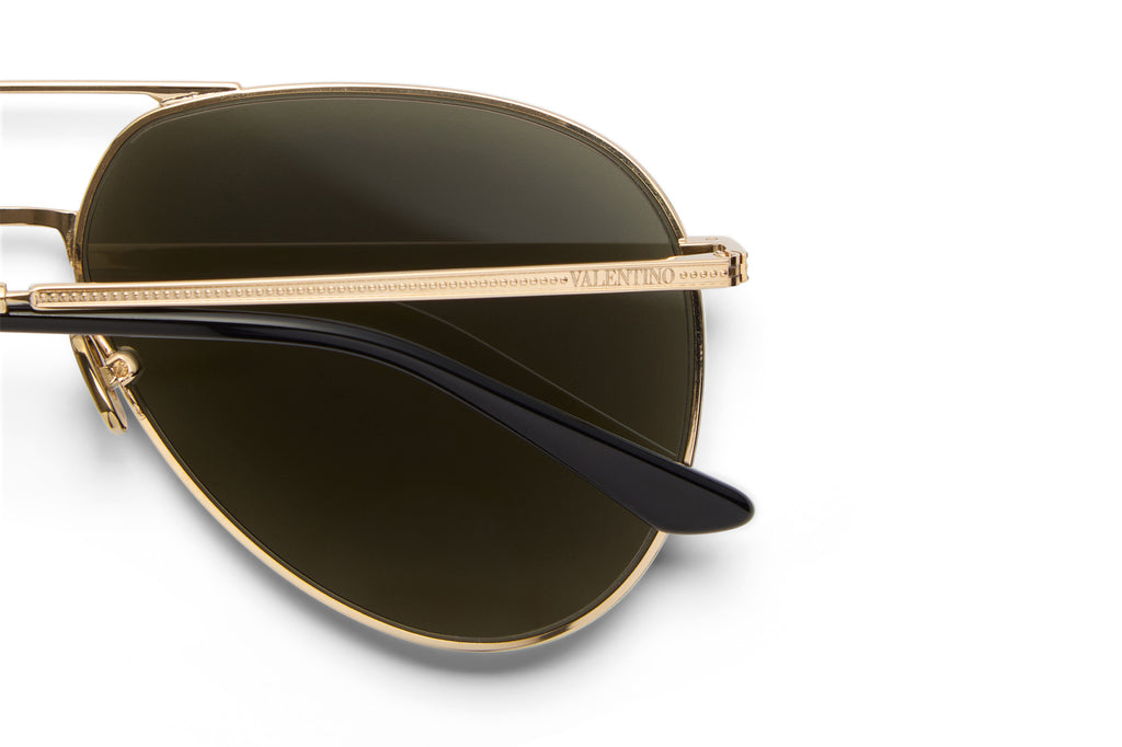 Valentino® Eyewear - VLS-172 Sunglasses V-Light Gold & Black with Dark Green Lenses