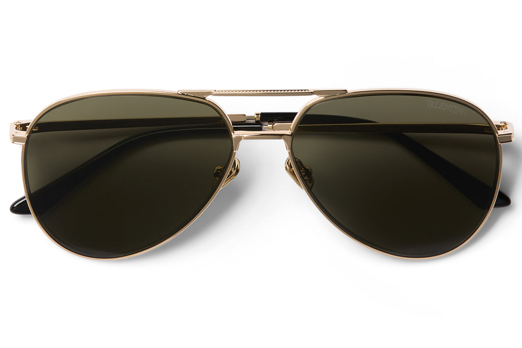 Valentino® Eyewear - VLS-172 Sunglasses V-Light Gold & Black with Dark Green Lenses