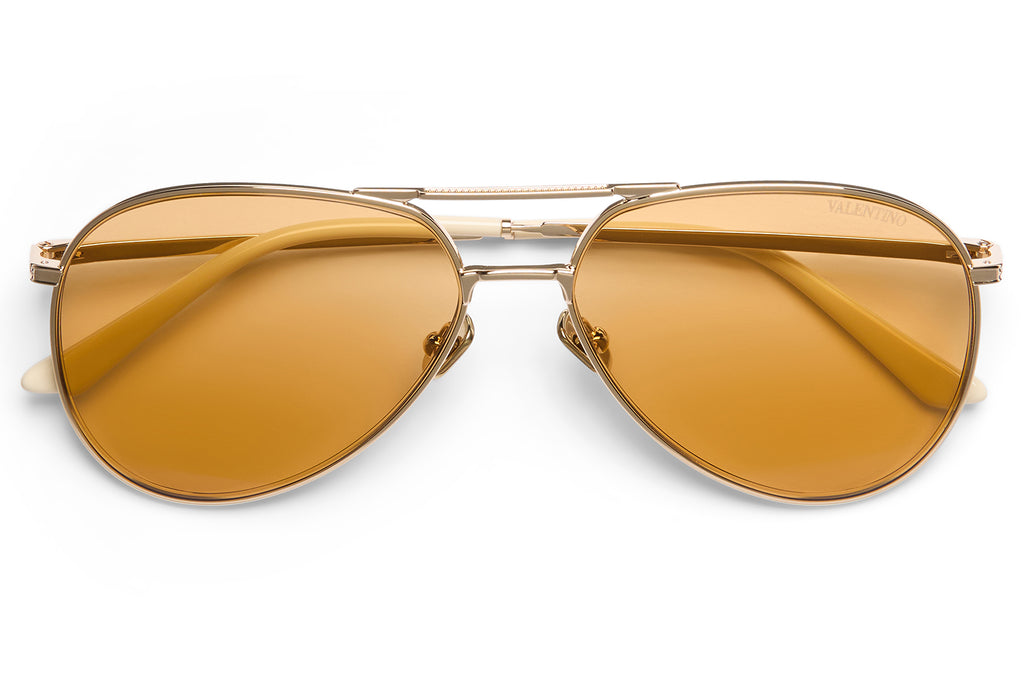 Valentino® Eyewear - VLS-172 Sunglasses V-Light Gold & Ivory with Amber Lenses