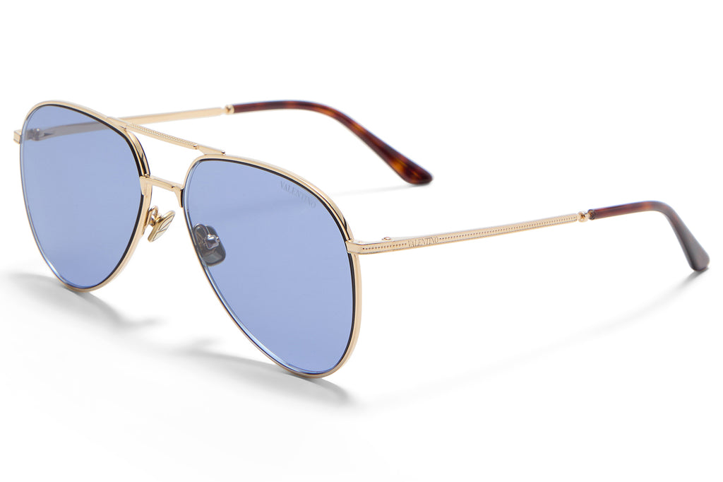 Valentino® Eyewear - VLS-172 Sunglasses V-Light Gold & Dark Havana with Blue Lenses