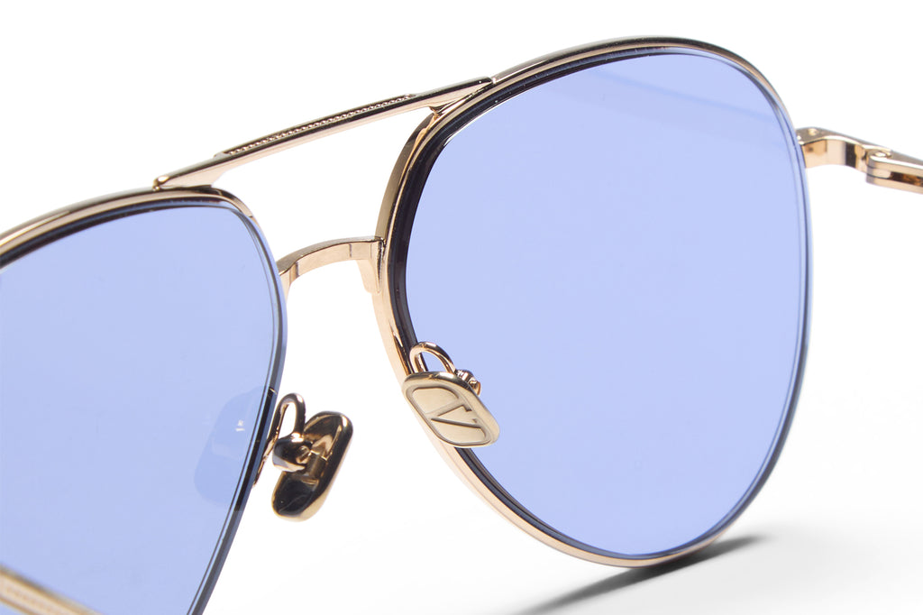 Valentino® Eyewear - VLS-172 Sunglasses V-Light Gold & Dark Havana with Blue Lenses