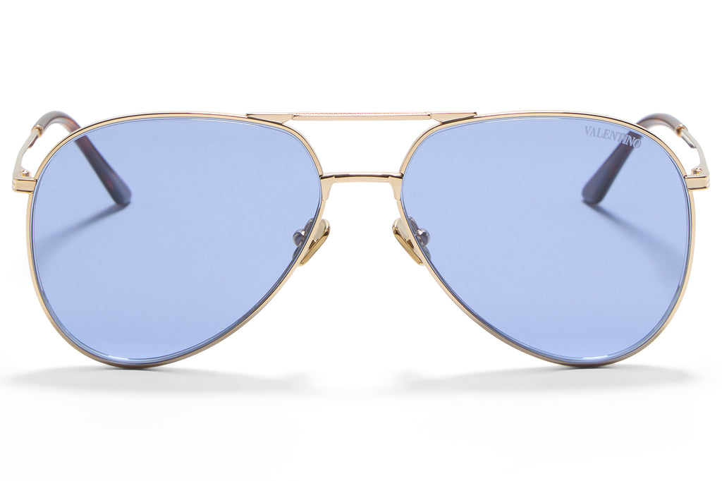 Valentino® Eyewear - VLS-172 Sunglasses V-Light Gold & Dark Havana with Blue Lenses