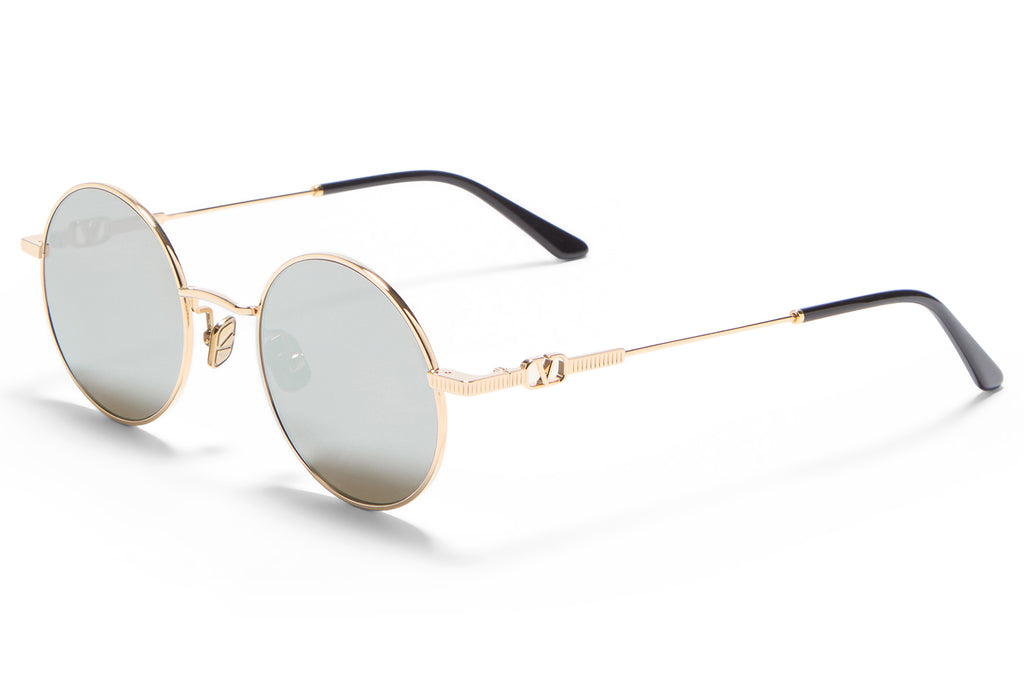 Valentino® Eyewear - VLS-173 Sunglasses V-Light Gold & Black with Mirror Silver Lenses