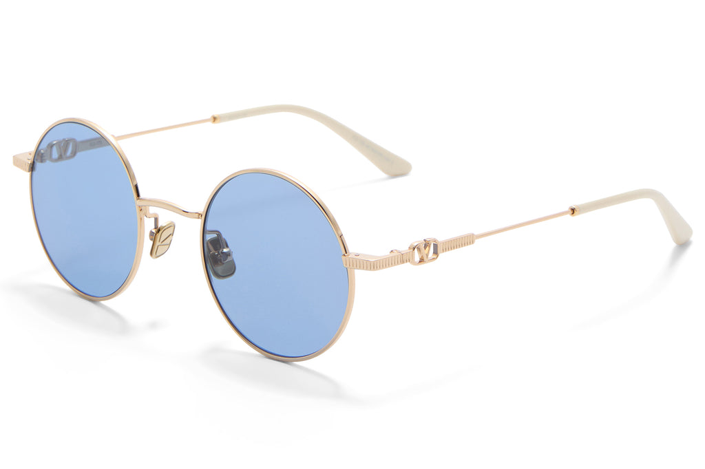 Valentino® Eyewear - VLS-173 Sunglasses V-Light Gold & Ivory with Blue Lenses