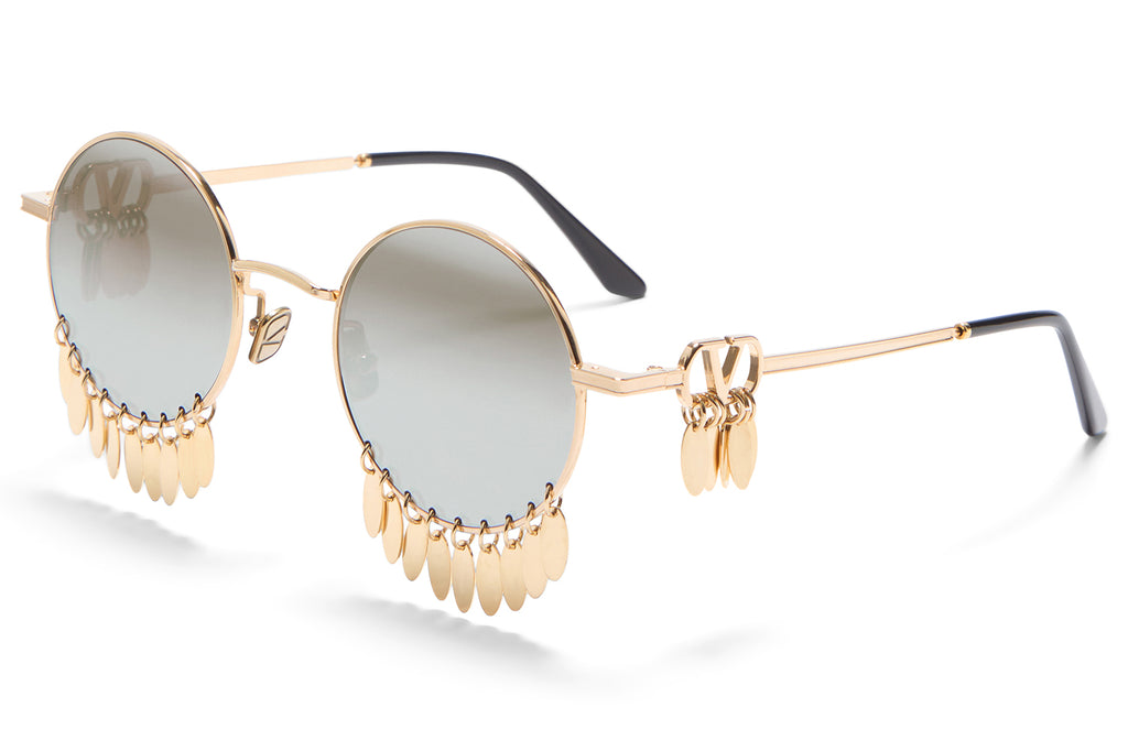 Valentino® Eyewear - VLS-174 Sunglasses V-Light Gold & Black with Mirror Silver Lenses