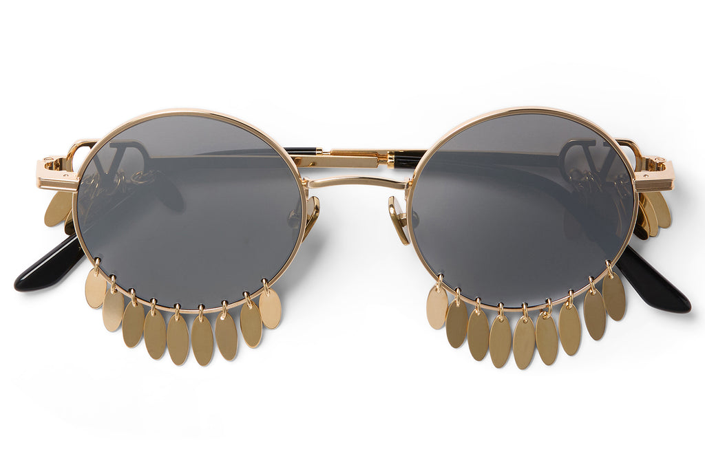 Valentino® Eyewear - VLS-174 Sunglasses V-Light Gold & Black with Mirror Silver Lenses