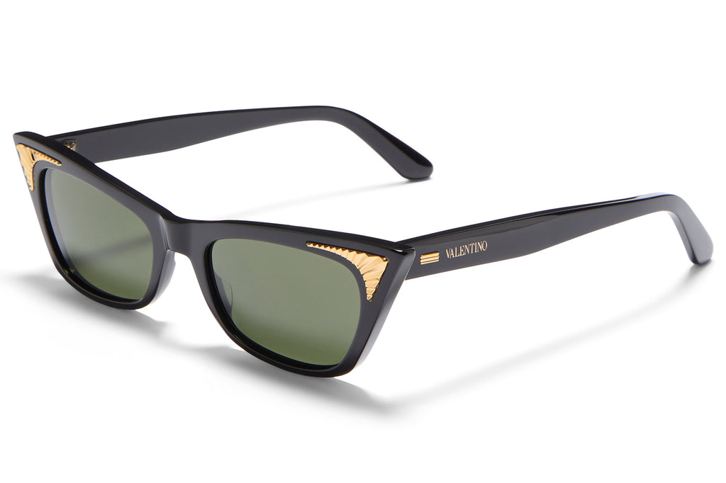 Valentino® Eyewear - VLS-175 Sunglasses Black & V-Light Gold with Dark Green Lenses