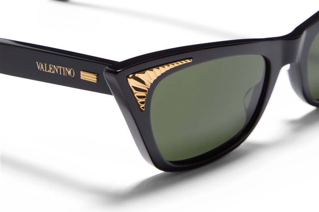 Valentino® Eyewear - VLS-175 Sunglasses Black & V-Light Gold with Dark Green Lenses