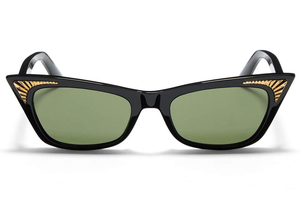 Valentino® Eyewear - VLS-175 Sunglasses Black & V-Light Gold with Dark Green Lenses