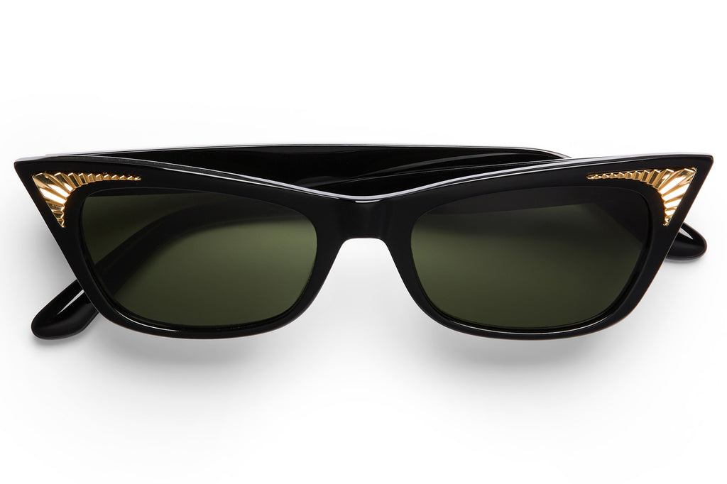 Valentino® Eyewear - VLS-175 Sunglasses Black & V-Light Gold with Dark Green Lenses