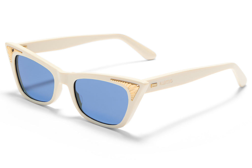 Valentino® Eyewear - VLS-175 Sunglasses Ivory & V-Light Gold with Blue Lenses