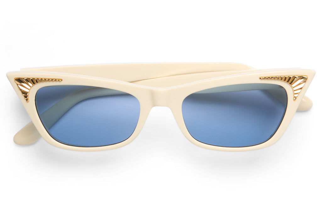 Valentino® Eyewear - VLS-175 Sunglasses Ivory & V-Light Gold with Blue Lenses