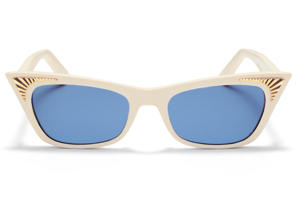 Valentino® Eyewear - VLS-175 Sunglasses Ivory & V-Light Gold with Blue Lenses