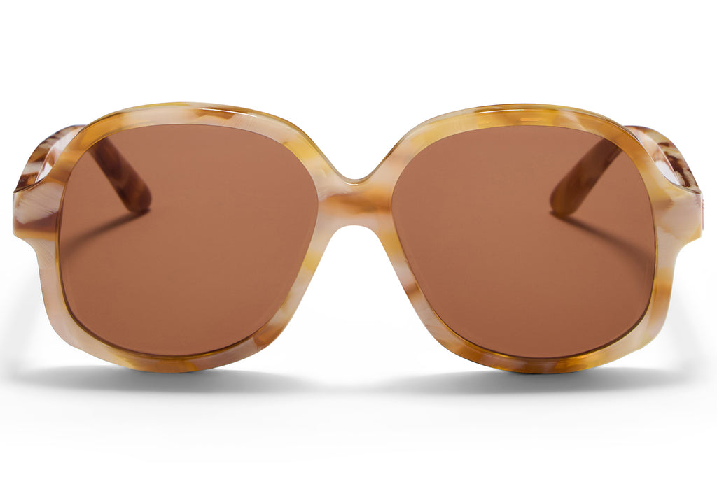 Valentino® Eyewear - VLS-177 Sunglasses Ivory Marble & V-Light Gold with Brown Lenses