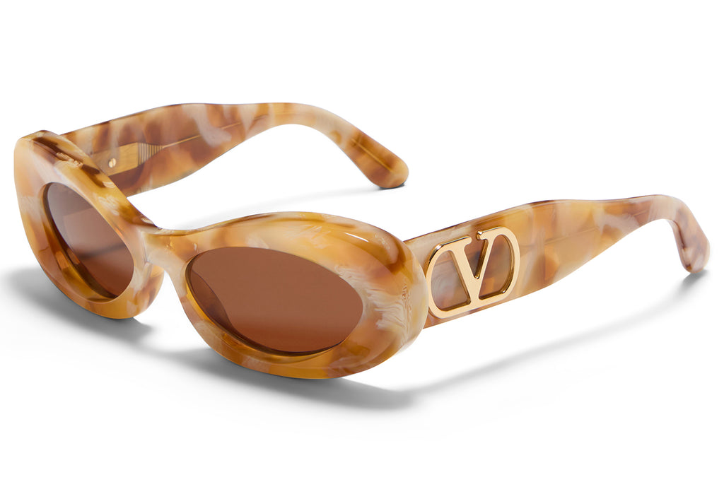 Valentino® Eyewear - VLS-178 Sunglasses Ivory Marble & V-Light Gold with Brown Lenses