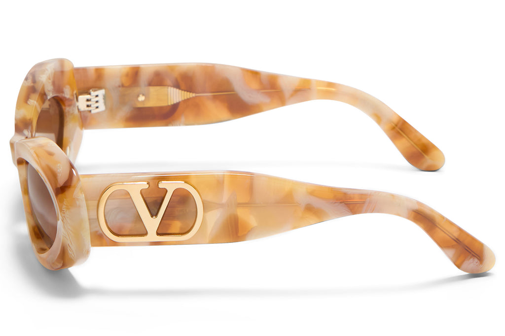 Valentino® Eyewear - VLS-178 Sunglasses Ivory Marble & V-Light Gold with Brown Lenses