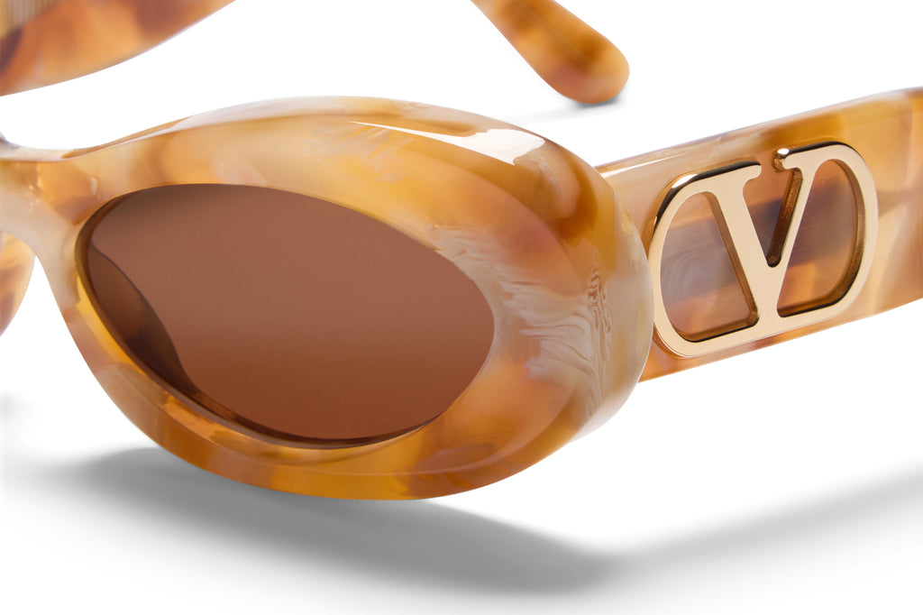 Valentino® Eyewear - VLS-178 Sunglasses Ivory Marble & V-Light Gold with Brown Lenses